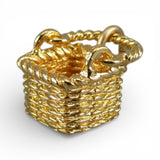 Gold Vermeil Sterling Silver Mini Square Swing Handle Basket Charm for Bracelet
