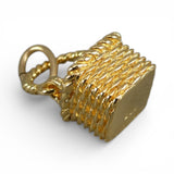 Gold Vermeil Sterling Silver Mini Square Swing Handle Basket Charm for Bracelet