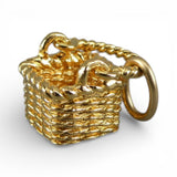 Gold Vermeil Sterling Silver Mini Square Swing Handle Basket Charm for Bracelet