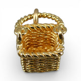 Gold Vermeil Sterling Silver Mini Square Swing Handle Basket Charm for Bracelet