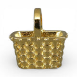 Gold Vermeil on Sterling Silver Mini Holiday Basket Charm for Bracelet BCB