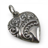 Sterling Silver Heart Charm for Bracelet Scroll Vintage Necklace Pendant New Old