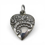 Sterling Silver Heart Charm for Bracelet Scroll Vintage Necklace Pendant New Old