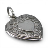 Sterling Silver Puffy Heart Charm for Bracelet Ribbon Bow Pendant Vintage 31