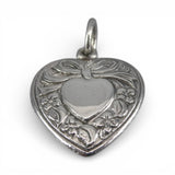 Sterling Silver Puffy Heart Charm for Bracelet Ribbon Bow Pendant Vintage 31