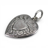 Sterling Silver Puffy Heart Charm for Bracelet Ribbon Bow Pendant Vintage 31