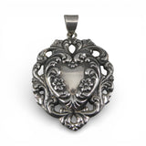Sterling Silver Lacy Repousse Heart Bracelet Charm Pendant for Necklace Vintage