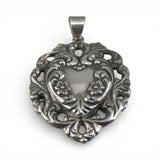 Sterling Silver Lacy Repousse Heart Bracelet Charm Pendant for Necklace Vintage
