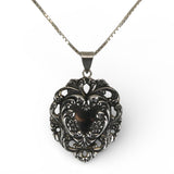 Sterling Silver Lacy Repousse Heart Bracelet Charm Pendant for Necklace Vintage