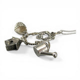 Sterling Silver Charm Holder Necklace Birdhouse Basket Watering Can Summer BCS