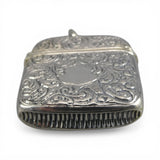 Sterling Silver Match Safe Case Holder Repousse Shield Chatelaine Necklace