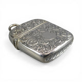 Sterling Silver Match Safe Case Holder Repousse Shield Chatelaine Necklace