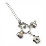 Sterling Silver Charm Holder Necklace Birdhouse Basket Watering Can Summer BCS