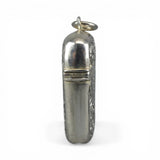 Sterling Silver Match Safe Case Holder Repousse Shield Chatelaine Necklace