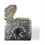 Sterling Silver Match Safe Case Holder Repousse Shield Chatelaine Necklace