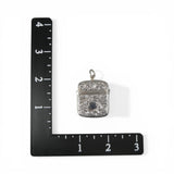 Sterling Silver Match Safe Case Holder Repousse Shield Chatelaine Necklace