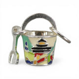 Sterling silver Hand Enamel Lighthouse Sand Pail Charm for Bracelet Beach Art