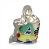 Sterling silver Hand Enamel Lighthouse Sand Pail Charm for Bracelet Beach Art