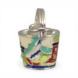 Sterling silver Hand Enamel Lighthouse Sand Pail Charm for Bracelet Beach Art