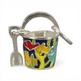 Sterling Silver Swimming Fish Sand Pail Shovel Charm for Bracelet Summer Jewelry
