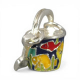 Sterling Silver Swimming Fish Sand Pail Shovel Charm for Bracelet Summer Jewelry