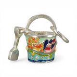 Sterling Silver Enamel Sandcastle Sand Pail Charm for Bracelet Beach Jewelry New