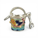 Sterling Silver Enamel Sandcastle Sand Pail Charm for Bracelet Beach Jewelry New