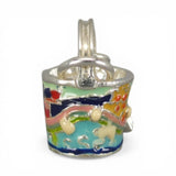 Sterling Silver Enamel Sandcastle Sand Pail Charm for Bracelet Beach Jewelry New