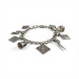 Sterling Brown County Silver Charm Bracelet Quilt Quilting Sewing Theme Vintage