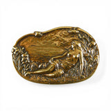 Reclining Lady in Garden Brass Pin