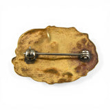 Lady Looking Up Art Nouveau Brass Pin