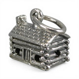 Log Cabin Charm for Bracelet Sterling Silver Vintage New Brown County Vacation