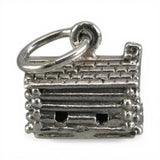 Log Cabin Charm for Bracelet Sterling Silver Vintage New Brown County Vacation