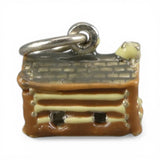 Sterling Silver Enamel Log Cabin Charm for Bracelet Brown County Vintage New