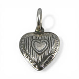 Sterling Silver Small Puffy Heart in Heart Charm for Bracelet Vintage New 83