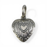 Sterling Silver Small Puffy Heart in Heart Charm for Bracelet Vintage New 83