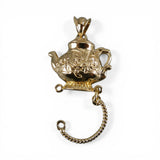 Sterling Silver Gold Vermeil Teapot Charm Holder Pendant for Necklace Tea Gift