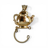 Sterling Silver Gold Vermeil Teapot Charm Holder Pendant for Necklace Tea Gift