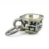 Sterling Silver Enamel Blue Willow Teacup Charm for Bracelet English Tea Gift