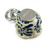 Sterling Silver Enamel Blue Willow Teacup Charm for Bracelet English Tea Gift