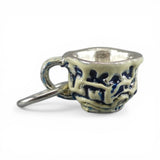 Sterling Silver Enamel Blue Willow Teacup Charm for Bracelet English Tea Gift
