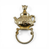 Sterling Silver Gold Vermeil Teapot Charm Holder Pendant for Necklace Tea Gift