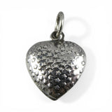 Sterling Silver Puffy Heart Charm for Bracelet Stars Constellation Vintage 16