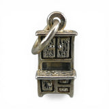 Sterling Silver Hoosier Cabinet Charm for Bracelet Small Vintage Brown County 3D