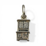 Sterling Silver Hoosier Cabinet Charm for Bracelet Small Vintage Brown County 3D