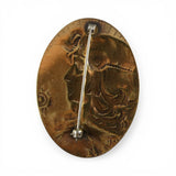 Girl with Sunflower Art Nouveau Brass Pin