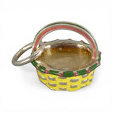 Sterling Silver Enamel Happy Easter Basket Charm for Bracelet BCB Vintage New