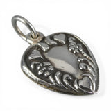 Sterling Silver Puffy Heart Charm for Bracelet Flowers Oxidized Vintage New 22