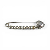 Sterling Silver Heart Charm Hanger Holder Safety Pin w/ Beads Vintage BCS New