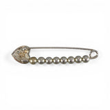 Sterling Silver Heart Charm Hanger Holder Safety Pin w/ Beads Vintage BCS New